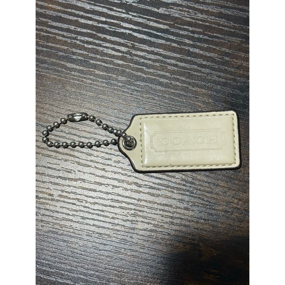 Coach Cream Off-White Patent Leather Hangtag Keychain Fob Replacement Frame Logo